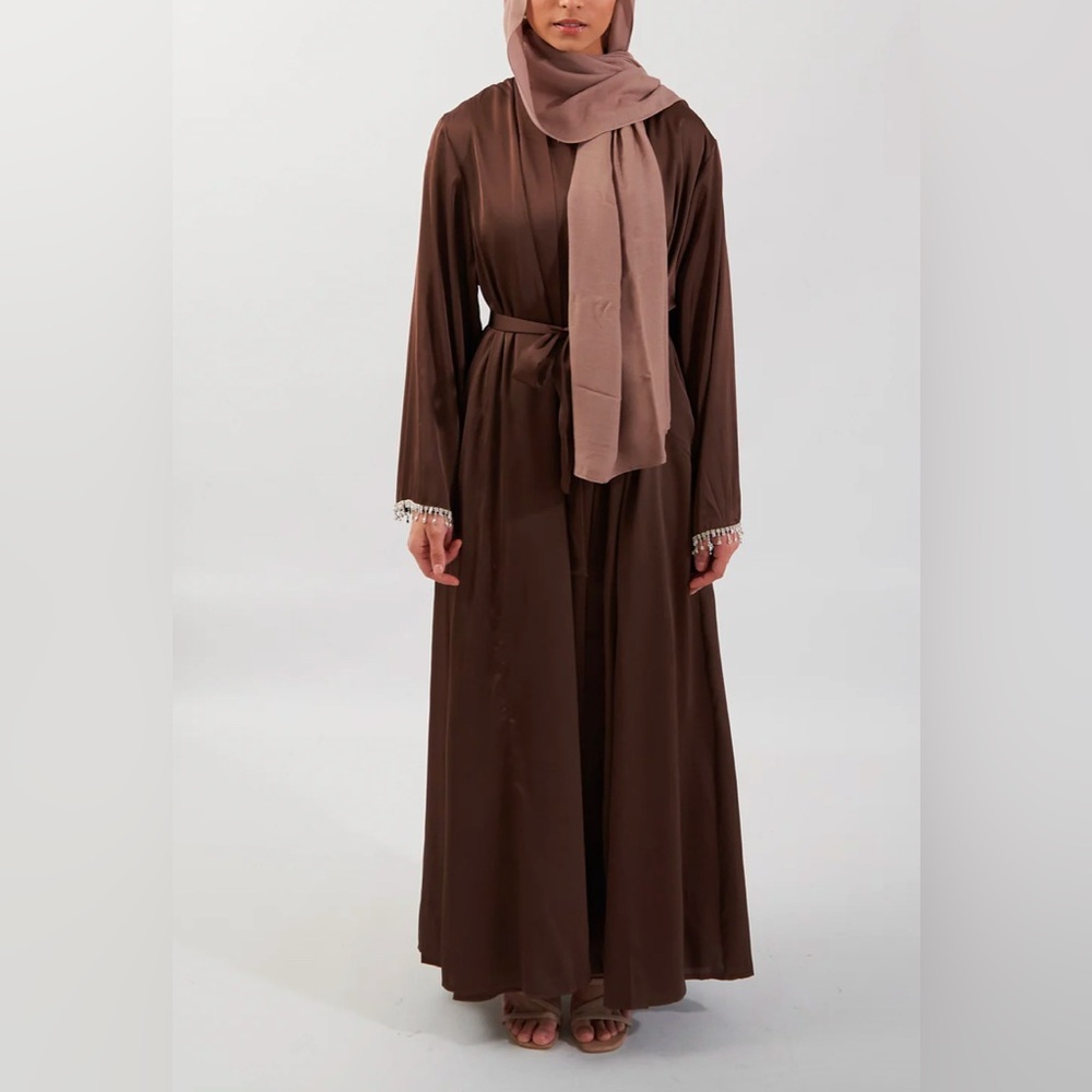 Chocolate brown silk Dubai abaya